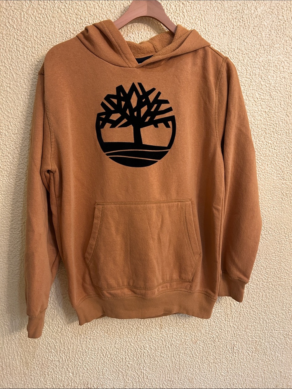 Timberland Men's Rust Brown Hoodie with Black Tree Logo